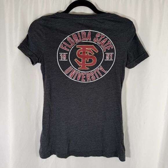 Florida State Blouse Women's Small Grey Short Sleeve Vneck Lightweight - Picture 5 of 6